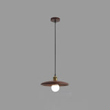 Classic UFO Solid Wood Geometric Disc Pendant Light Image - 11