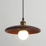 Classic UFO Solid Wood Geometric Disc Pendant Light Image - 12