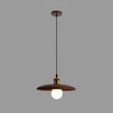 Classic UFO Solid Wood Geometric Disc Pendant Light Image - 13