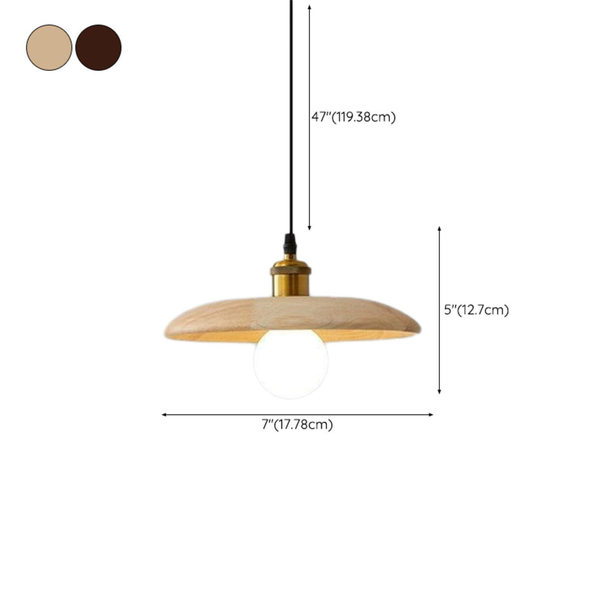 Classic UFO Solid Wood Geometric Disc Pendant Light 