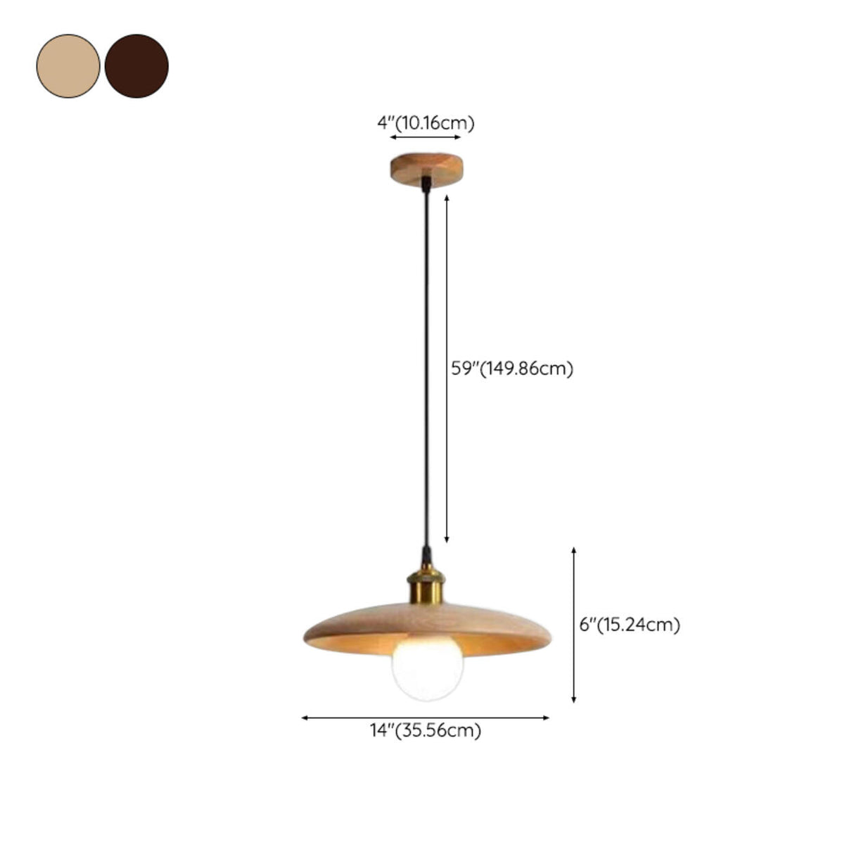 Classic UFO Solid Wood Geometric Disc Pendant Light Image - 20