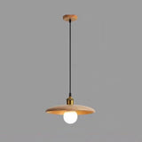 Classic UFO Solid Wood Geometric Disc Pendant Light Image - 5