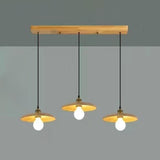 Classic UFO Solid Wood Geometric Disc Pendant Light Image - 7