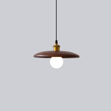 Classic UFO Solid Wood Geometric Disc Pendant Light Image - 9