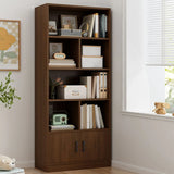 Classic Vertical Modern Rectangular Wooden Bookcase Image - 7