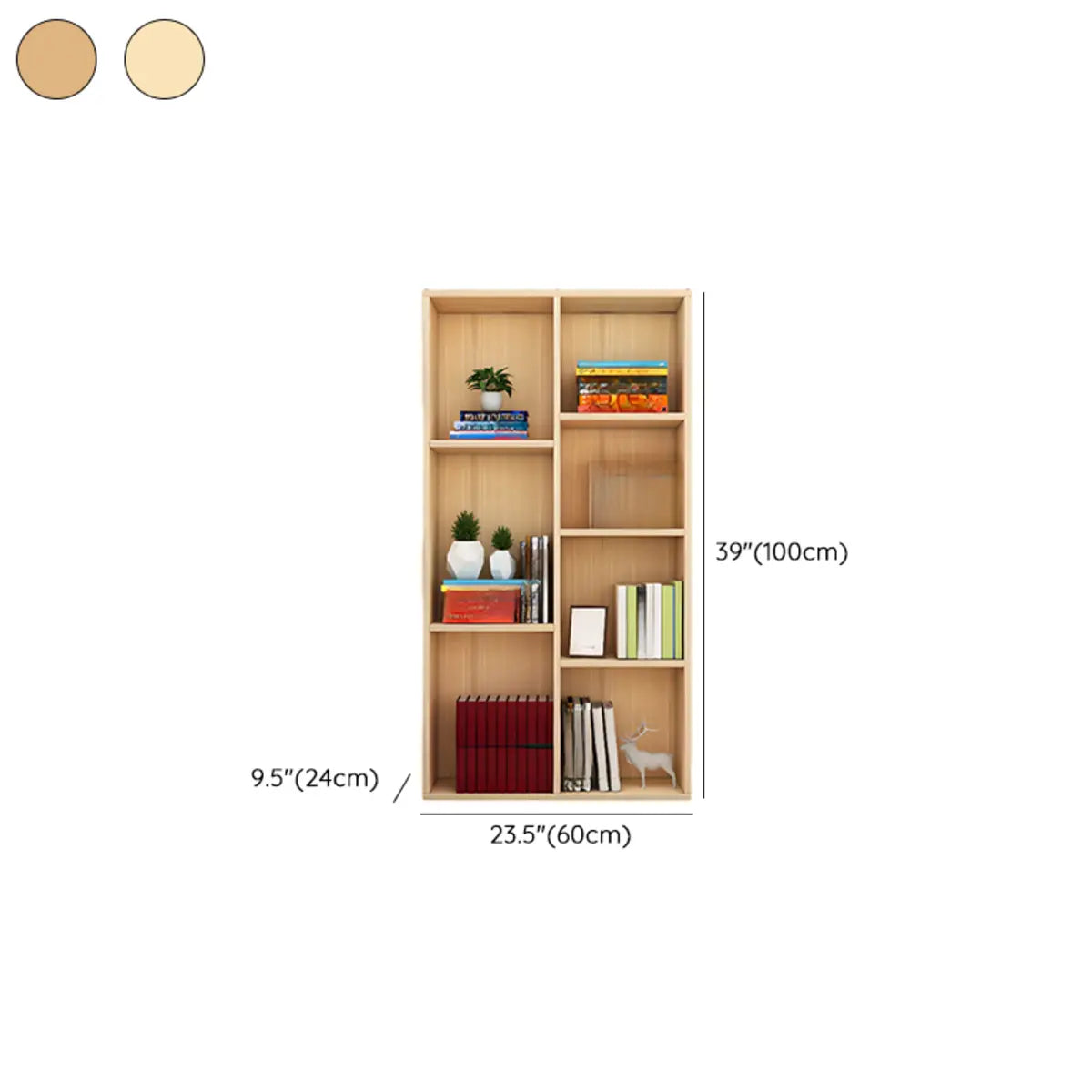 Classic Vertical Pine Wood Rectangular Display Bookcase 