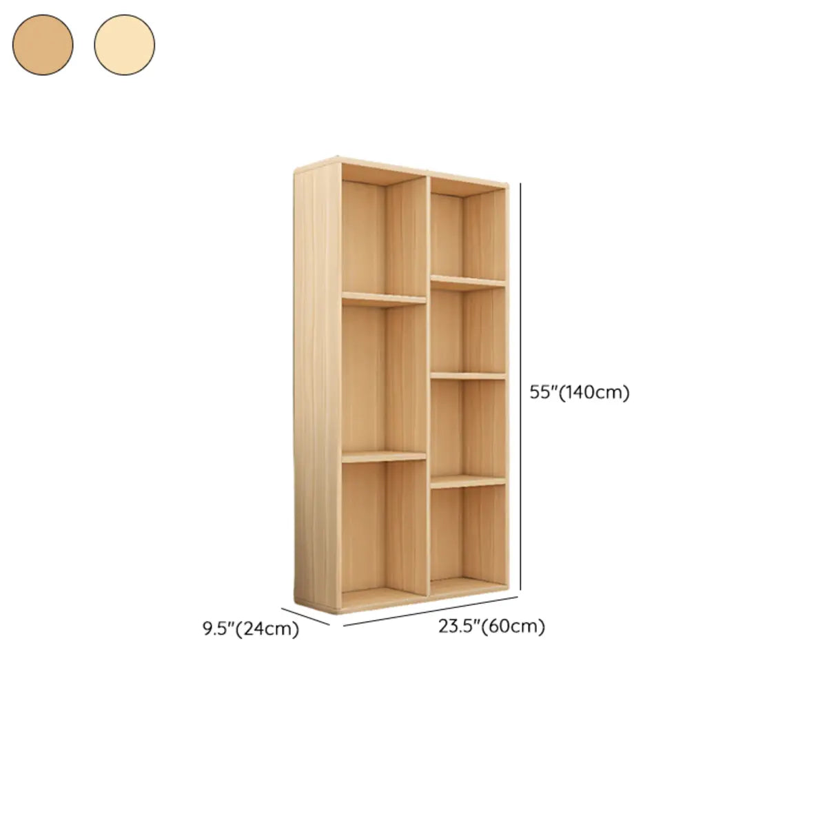 Classic Vertical Pine Wood Rectangular Display Bookcase Image - 13