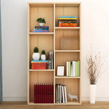 Classic Vertical Pine Wood Rectangular Display Bookcase Image - 3