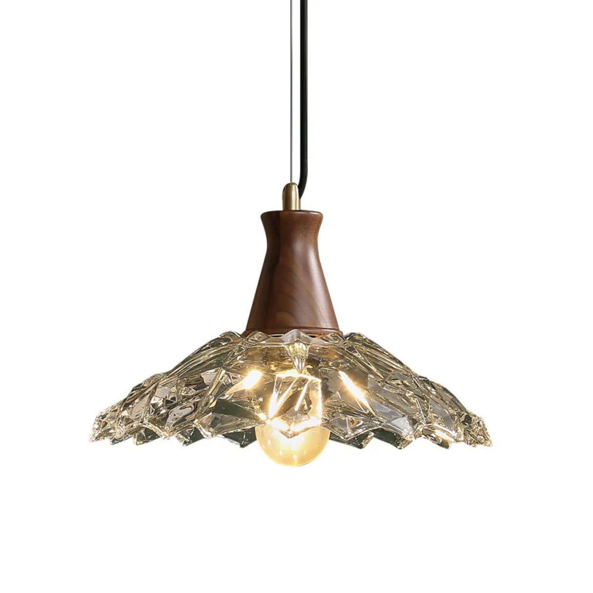 Classic Vintage Cone Pendant Light Clear Glass Brown Image - 5