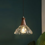 Classic Vintage Cone Pendant Light Clear Glass Brown Image - 6