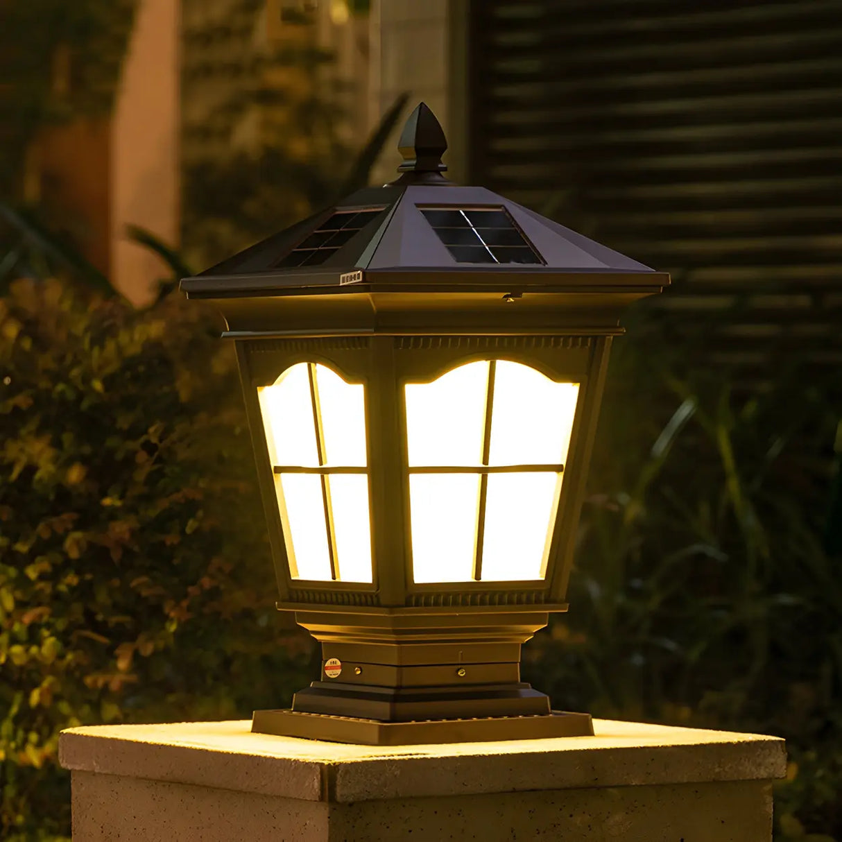 Classic Vintage Solar Lantern Black Garden Post Light Image - 1