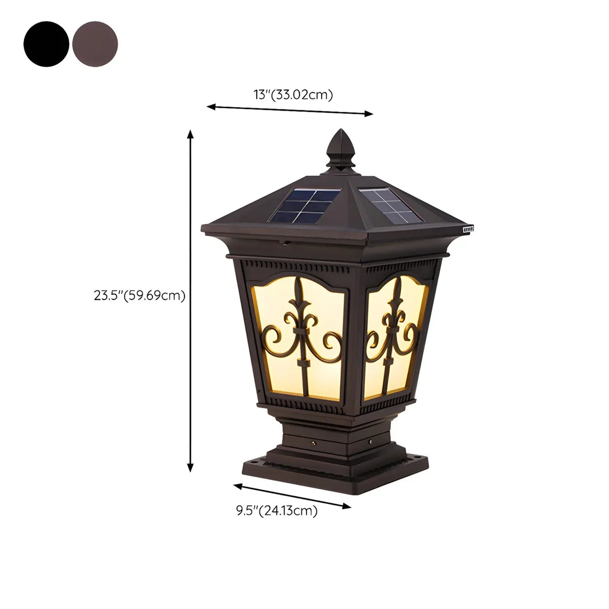 Classic Vintage Solar Lantern Black Garden Post Light 