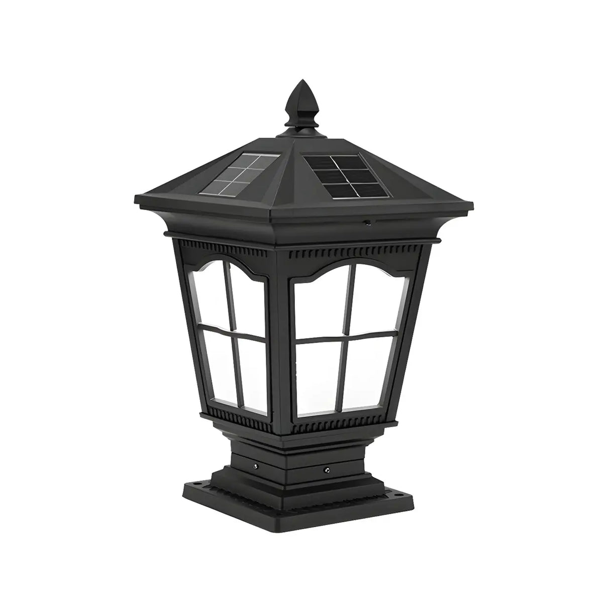 Classic Vintage Solar Lantern Black Garden Post Light Image - 3