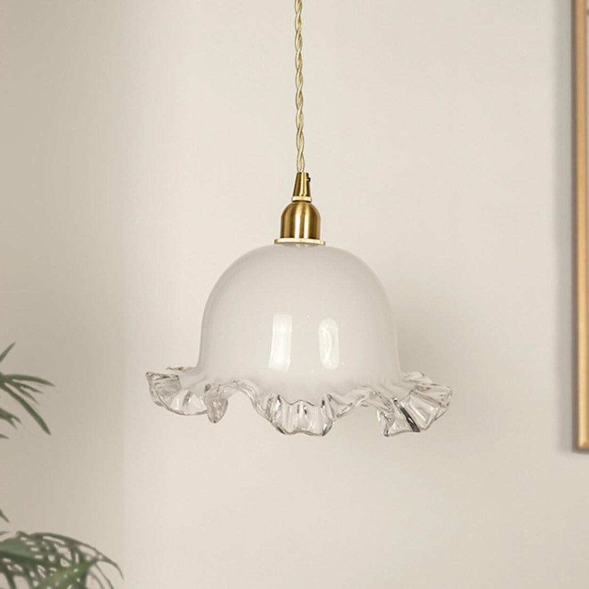 Classic Vintage White Glass Bell Pendant Lights Image - 11