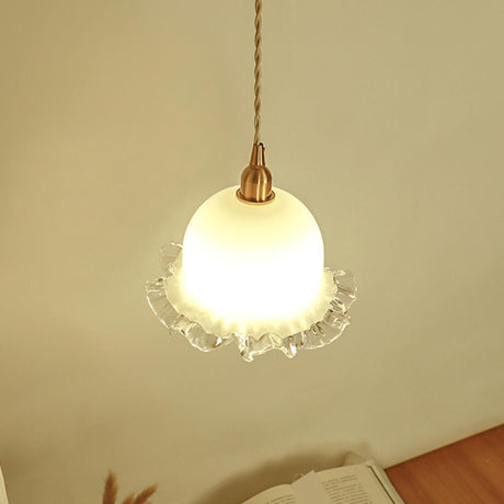 Classic Vintage White Glass Bell Pendant Lights Image - 2