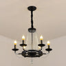 Classic Wagon Wheel Clear Beads Candelabra Black Chandelier Image - 2