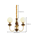 Classic Walnut White Globe Glass Chandelier Living Room #size