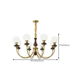 Classic Walnut White Globe Glass Chandelier Living Room Image - 19