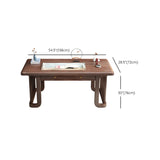 Classic Walnut Wood Rectangle Drawers Sled Writing Desk #size