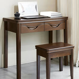 Classic Walnut Wooden Two Drawers Small Writing Desk Image - 1