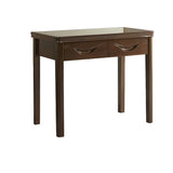 Classic Walnut Wooden Two Drawers Small Writing Desk Image - 2