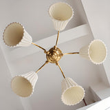 Classic White Ceramic Drum Brass Round Chandelier  Image - 8