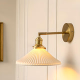 Classic White Ceramics Gold Geometric Wall Sconce Image - 4