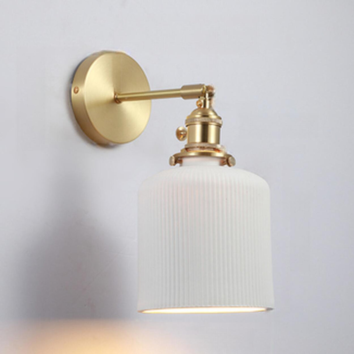 Classic White Ceramics Gold Geometric Wall Sconce Image - 5