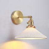 Classic White Ceramics Gold Geometric Wall Sconce Image - 7