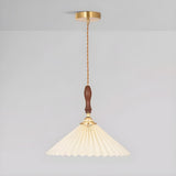 Classic White Cone Pleated Fabric Bedroom Pendant Light Image - 11