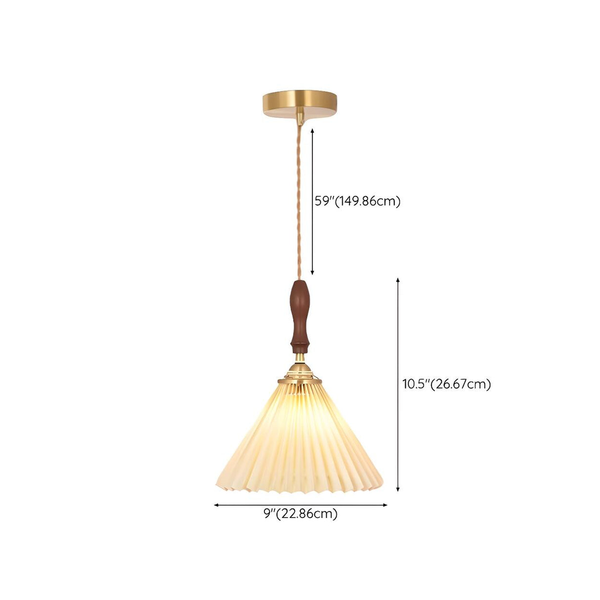 Classic White Cone Pleated Fabric Bedroom Pendant Light 