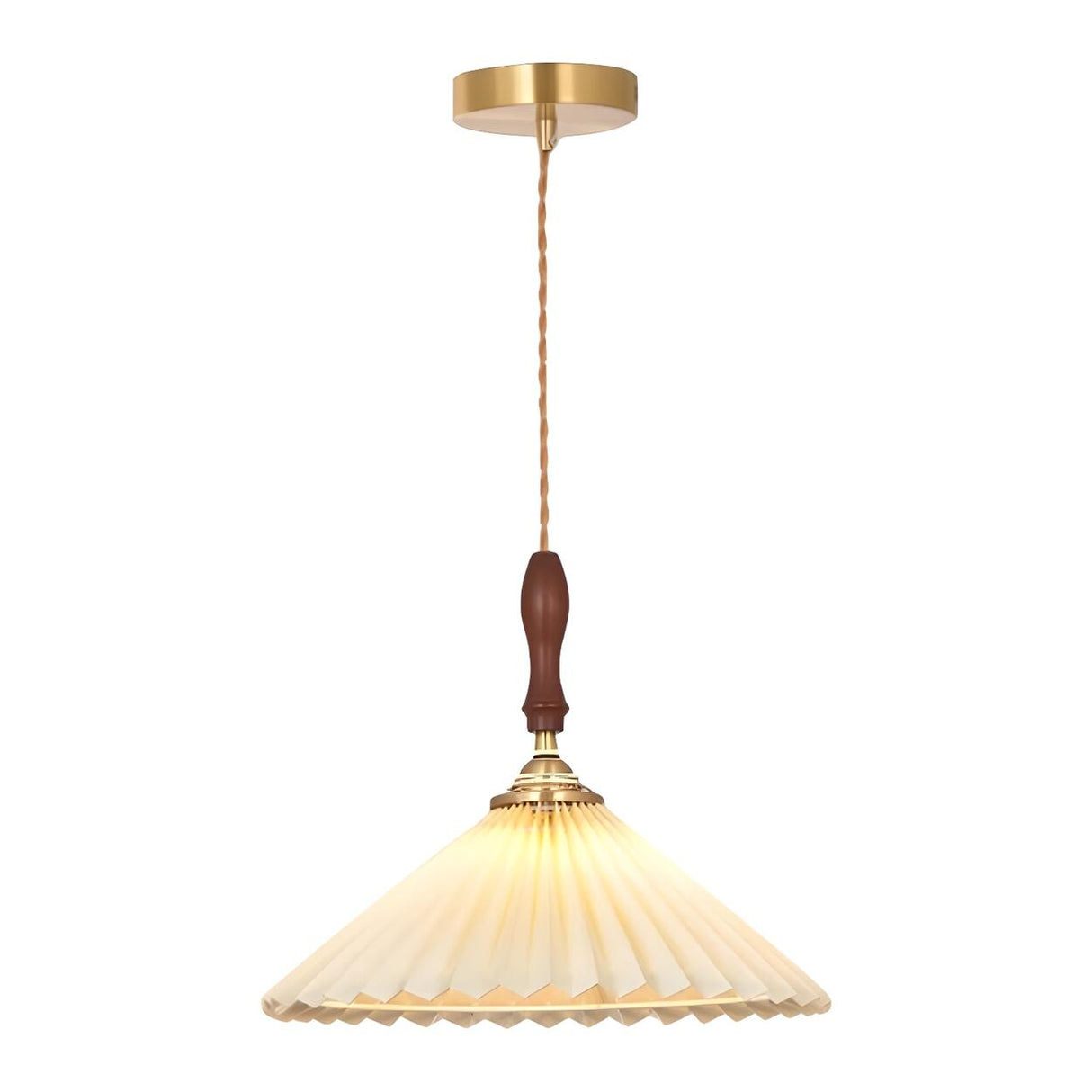 Classic White Cone Pleated Fabric Bedroom Pendant Light Image - 7