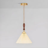 Classic White Cone Pleated Fabric Bedroom Pendant Light Image - 9