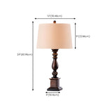 Classic White Drum Fabric Wood Base Bedside Table Lamp #size