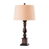 Classic White Drum Fabric Wood Base Bedside Table Lamp Image - 5