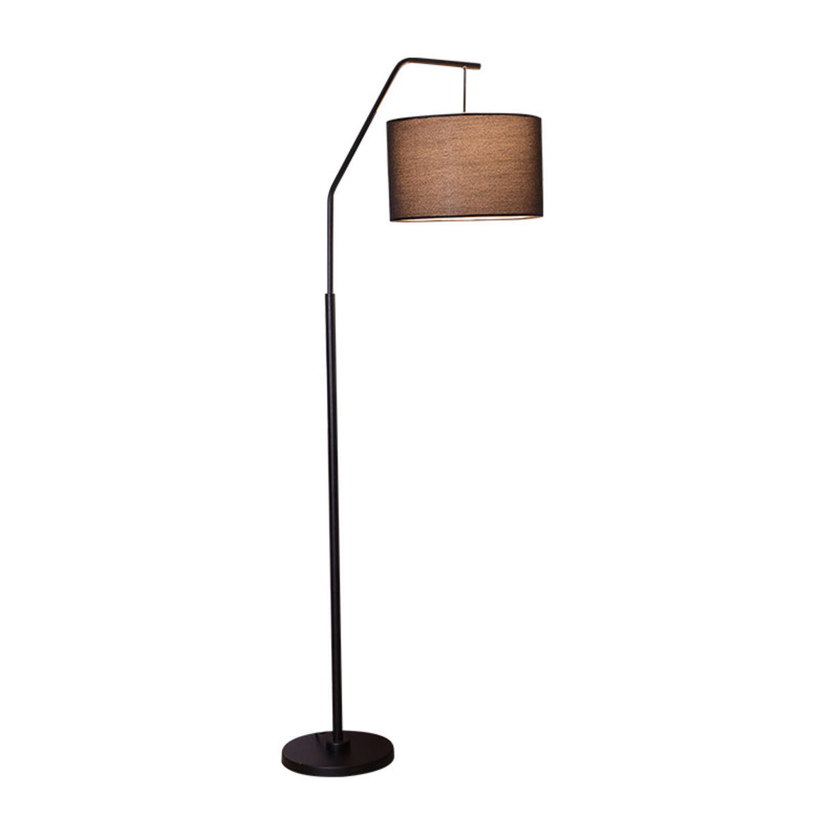 Classic White Fabric Drum Black Metal Floor Lamp Image - 10