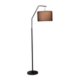 Classic White Fabric Drum Black Metal Floor Lamp Image - 10