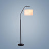 Classic White Fabric Drum Black Metal Floor Lamp Image - 5