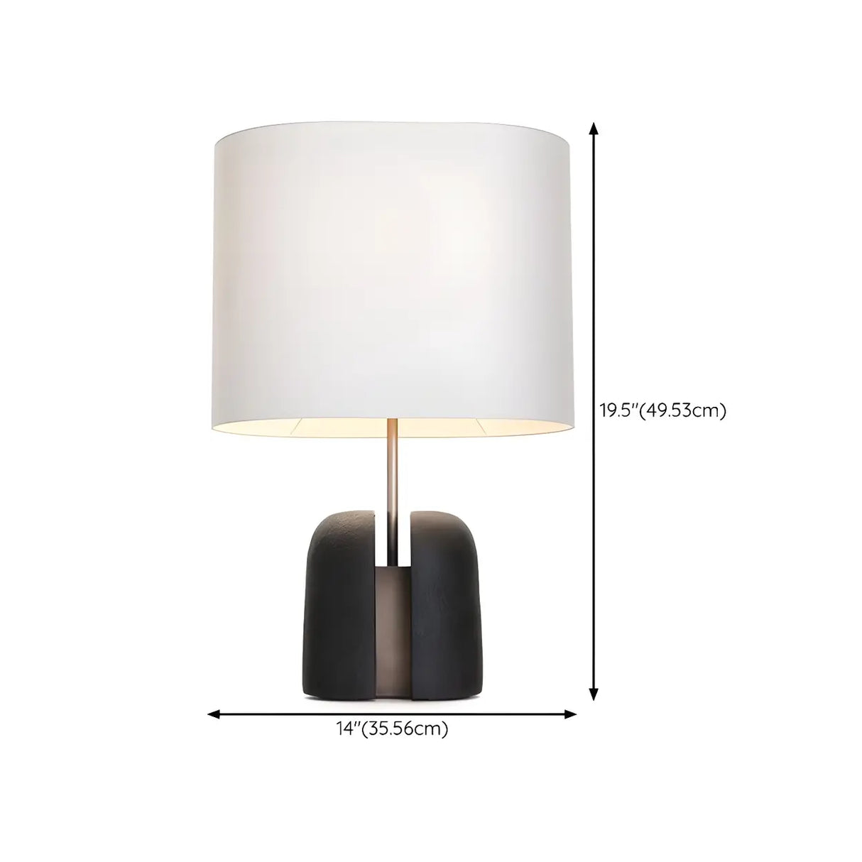 Classic White Fabric Shade Black Resin Base Table Lamp 