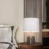 Classic White Fabric Shade Black Resin Base Table Lamp Image - 2