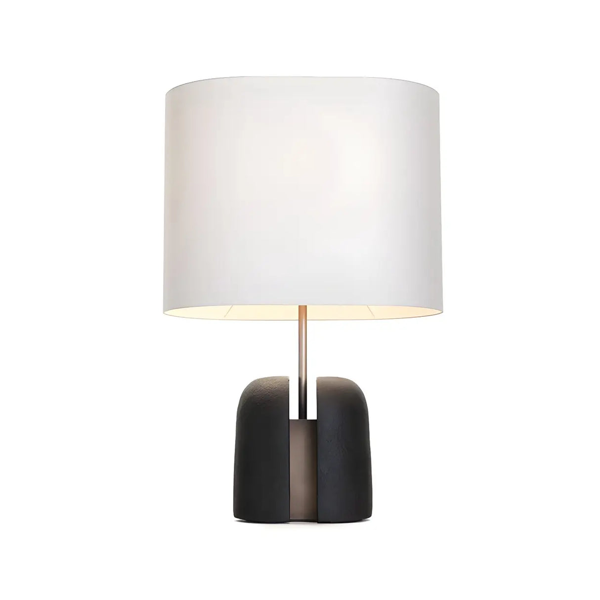 Classic White Fabric Shade Black Resin Base Table Lamp Image - 5