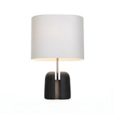 Classic White Fabric Shade Black Resin Base Table Lamp Image - 6