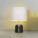 Classic White Fabric Shade Black Resin Base Table Lamp Image - 7