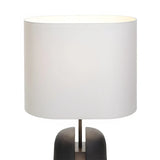 Classic White Fabric Shade Black Resin Base Table Lamp Image - 9