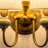 Classic White Fabric Shade Gold Cylinder Wall Sconce Image - 14