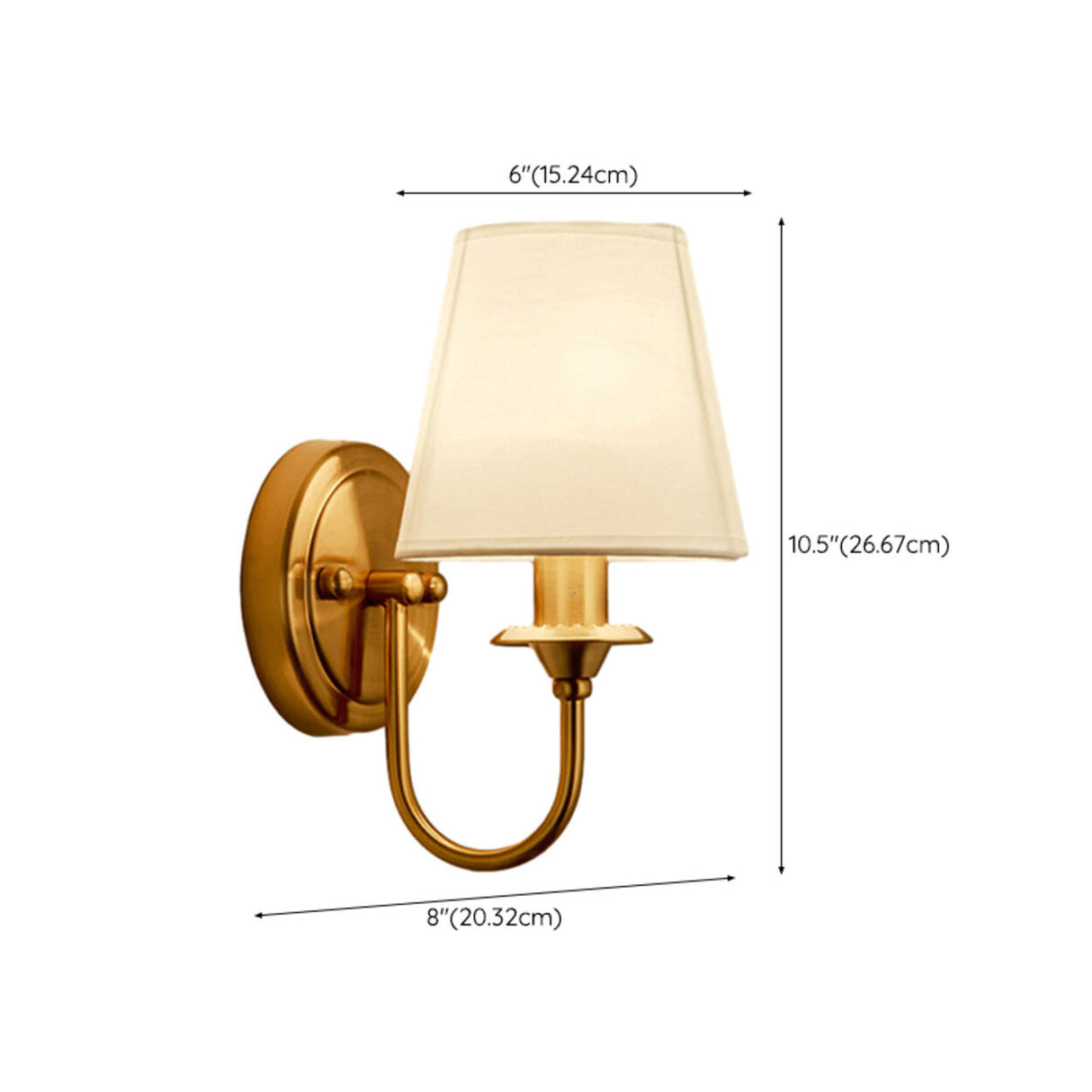 Classic White Fabric Shade Gold Cylinder Wall Sconce 