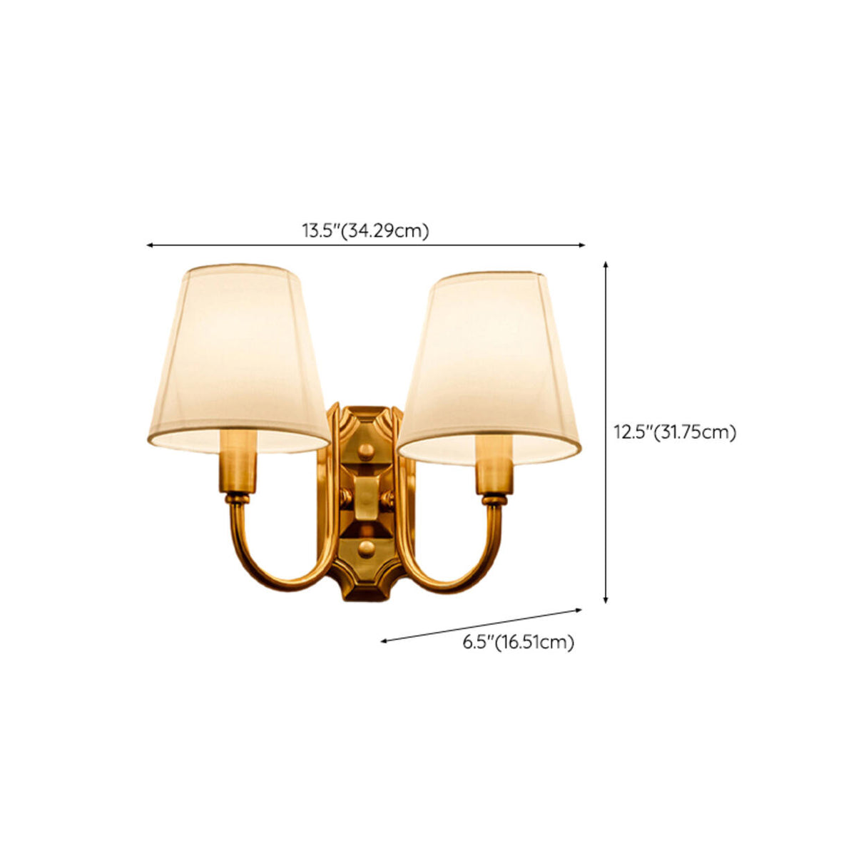 Classic White Fabric Shade Gold Cylinder Wall Sconce Image - 17