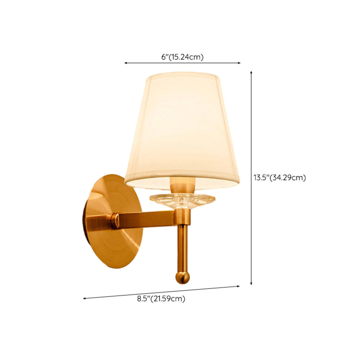 Classic White Fabric Shade Gold Cylinder Wall Sconce Image - 20