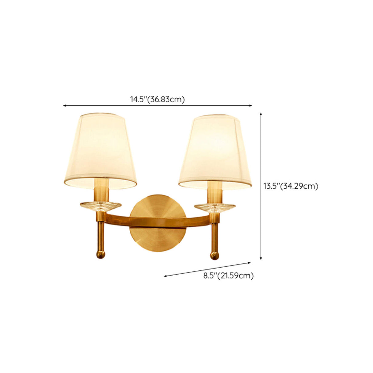 Classic White Fabric Shade Gold Cylinder Wall Sconce Image - 21