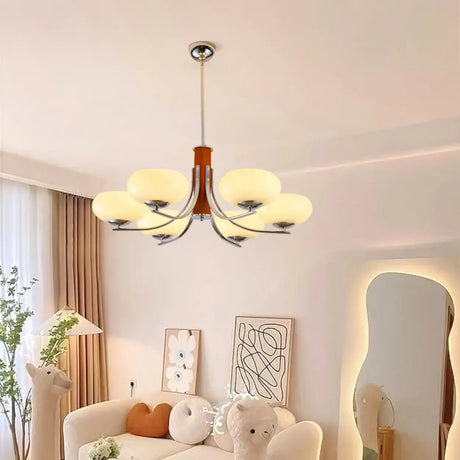 Classic White Glass Ceiling Chandelier Living Room Image - 1